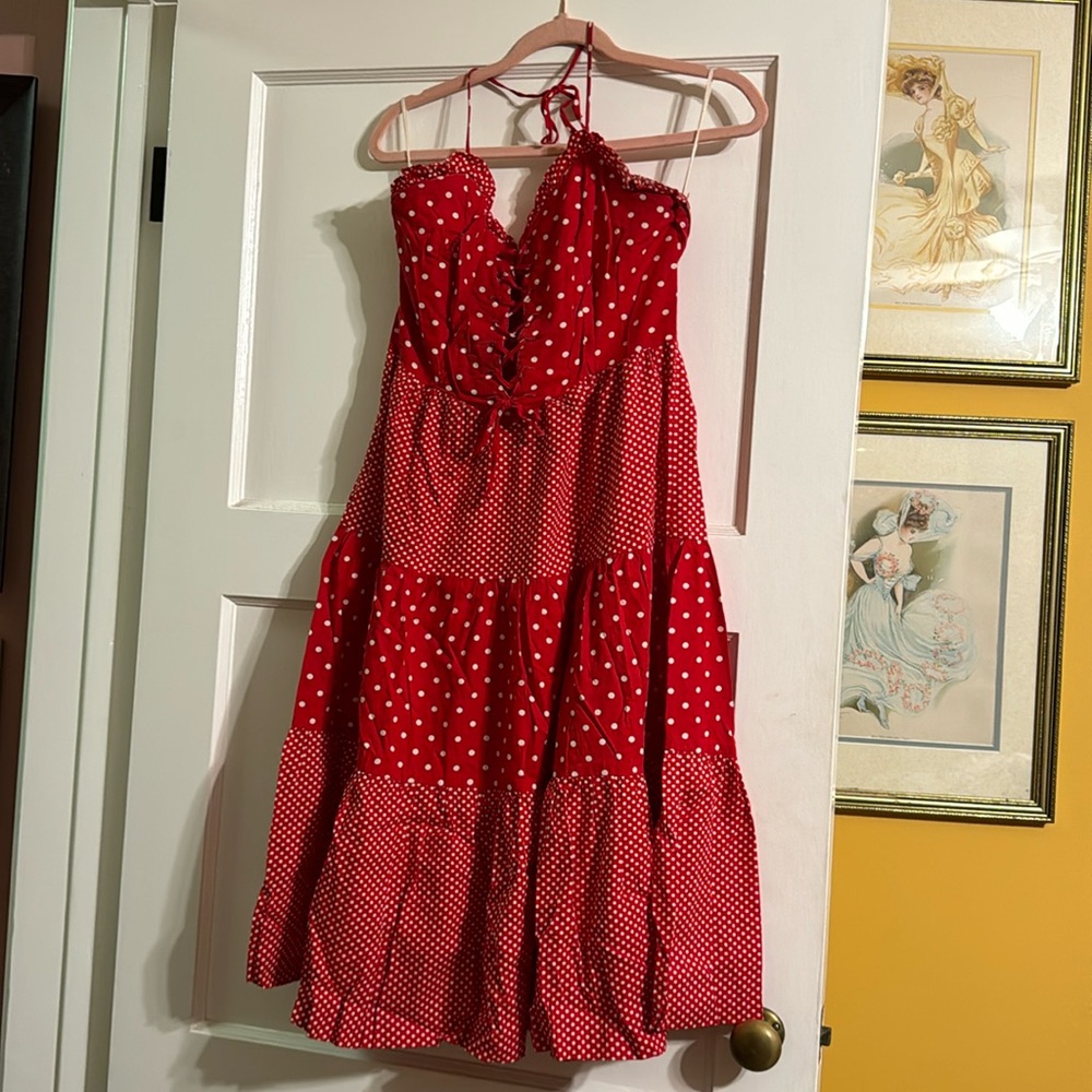 Vintage polka dot tiered dress